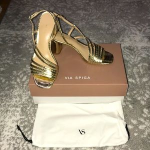 Gold Sandal Heel by Via Spiga